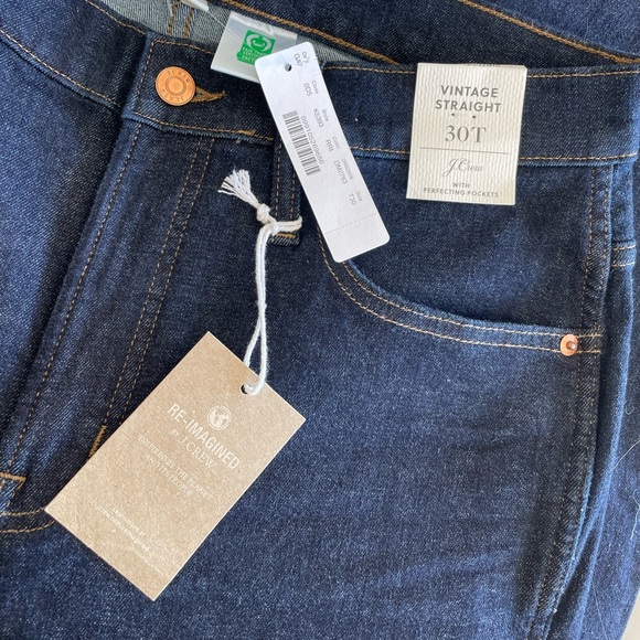 NWT J. Crew Vintage Straight Denim. NEVER WORN perfect dark rinse jean - Picture 3 of 7